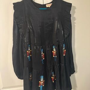 Black Dress with Colorful Embroidery